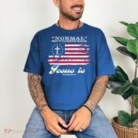 Normal Isn't Coming Back But Jesus Is Revelation 14 American Flag Comfort Colors T-Shirt thumb 3