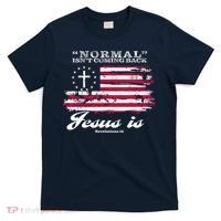 Normal Isn't Coming Back But Jesus Is Revelation 14 American Flag T-Shirt thumb 0
