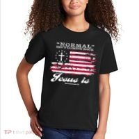 Normal Isn't Coming Back But Jesus Is Revelation 14 American Flag Kids T-Shirt thumb 2
