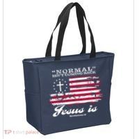 Normal Isn't Coming Back But Jesus Is Revelation 14 American Flag Tote Bag thumb 2