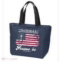 Normal Isn't Coming Back But Jesus Is Revelation 14 American Flag Tote Bag thumb 3