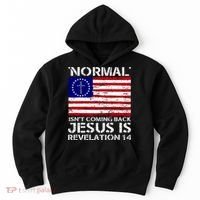 Norman Isnt Coming Back Jesus Is Revelation USA Flag Christianity Hoodie thumb 0