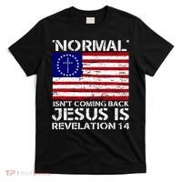 Norman Isnt Coming Back Jesus Is Revelation USA Flag Christianity T-Shirt thumb 0