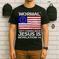 Norman Isnt Coming Back Jesus Is Revelation USA Flag Christianity T-Shirt thumb 6