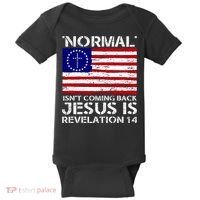 Norman Isnt Coming Back Jesus Is Revelation USA Flag Christianity Baby Bodysuit thumb 0