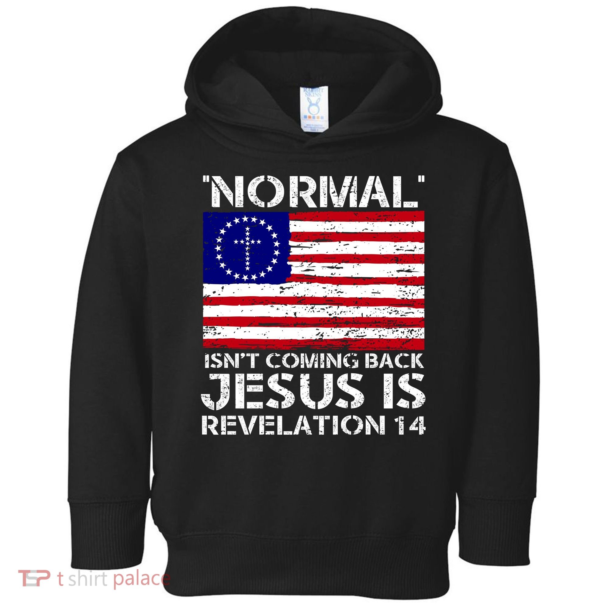 Norman Isnt Coming Back Jesus Is Revelation USA Flag Christianity Toddler Hoodie