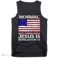 Norman Isnt Coming Back Jesus Is Revelation USA Flag Christianity Tank Top thumb 0