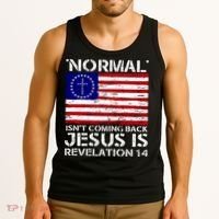 Norman Isnt Coming Back Jesus Is Revelation USA Flag Christianity Tank Top thumb 3