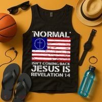 Norman Isnt Coming Back Jesus Is Revelation USA Flag Christianity Tank Top thumb 4