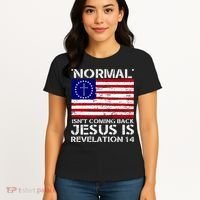 Norman Isnt Coming Back Jesus Is Revelation USA Flag Christianity Women's T-Shirt thumb 4
