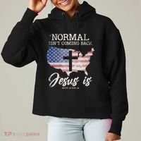 Normal Isn't Coming Back But Jesus Is Revelation 14 Ladies Heavyweight Boxy Pullover Hoodie thumb 0