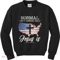Normal Isn't Coming Back But Jesus Is Revelation 14 Kids Sweatshirt thumb 0
