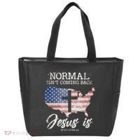 Normal Isn't Coming Back But Jesus Is Revelation 14 Tote Bag thumb 0