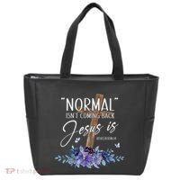 Normal Isn't Coming Back But Jesus Is Revelation 14 Flower Tote Bag thumb 0