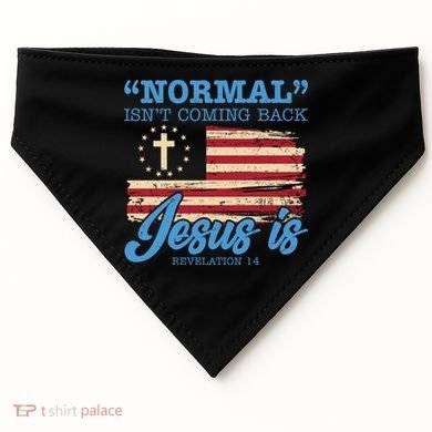 Normal Isn't Coming Back Jesus Is Distressed USA Flag USA-Made Doggie Bandana