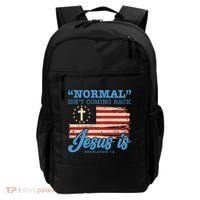 Normal Isn't Coming Back Jesus Is Distressed USA Flag Backpack thumb 0