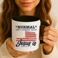 Normal Isn't Coming Back Jesus Is Distressed USA Flag Coffee Mug thumb 3