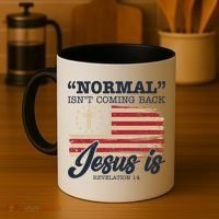 Normal Isn't Coming Back Jesus Is Distressed USA Flag Coffee Mug thumb 4