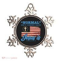 Normal Isn't Coming Back Jesus Is Distressed USA Flag Ornament thumb 0