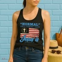 Normal Isn't Coming Back Jesus Is Distressed USA Flag Women's Tank Top thumb 2