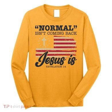 Normal Isn't Coming Back Jesus Is Distressed USA Flag Long Sleeve Shirt