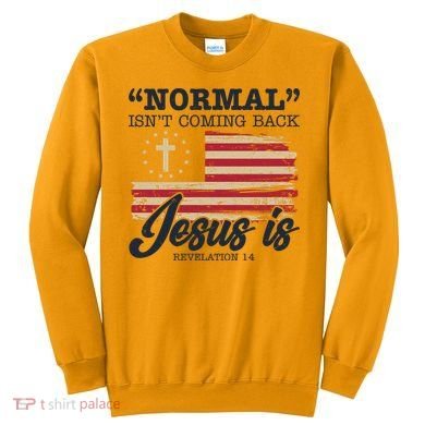 Normal Isn't Coming Back Jesus Is Distressed USA Flag Sweatshirt