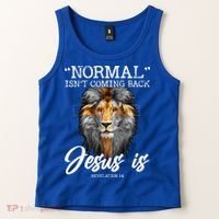 Normal Isnt Coming Back But Jesus Is Cross Christian Tank Top thumb 2