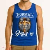 Normal Isnt Coming Back But Jesus Is Cross Christian Tank Top thumb 3