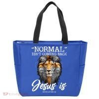 Normal Isnt Coming Back But Jesus Is Cross Christian Tote Bag thumb 0