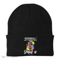 Normal Isn't Coming Back But Jesus Is Faith Sunflower Beanie thumb 0