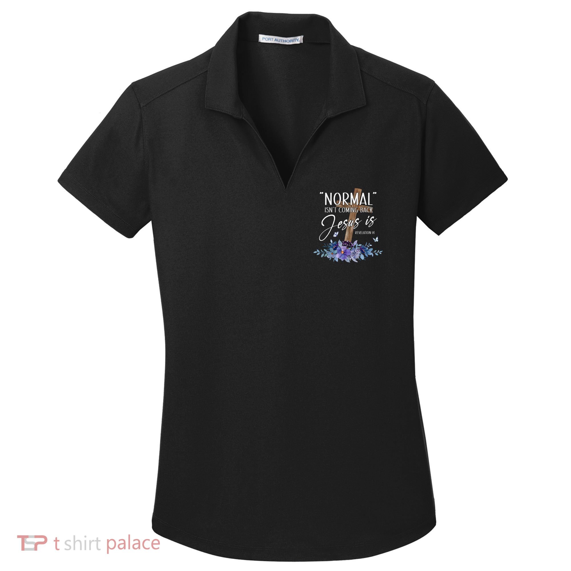 Normal Isnt Coming Back But Jesus Is Revelation 14 Flower Women's Dry Zone Grid Polo