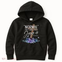 Normal Isnt Coming Back But Jesus Is Revelation 14 Flower Kids Hoodie thumb 0