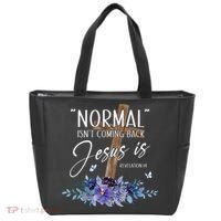 Normal Isnt Coming Back But Jesus Is Revelation 14 Flower Tote Bag thumb 0