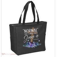 Normal Isnt Coming Back But Jesus Is Revelation 14 Flower Tote Bag thumb 2