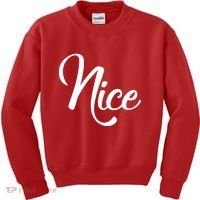 Nice Christmas Couples Naughty and Nice Kids Sweatshirt thumb 0
