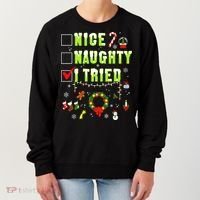 Nice Naughty I Tried Funny Christmas Checklist  Women's Sweatshirt thumb 0