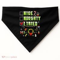 Nice Naughty I Tried Funny Christmas Checklist  USA-Made Doggie Bandana thumb 0