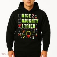 Nice Naughty I Tried Funny Christmas Checklist  Hoodie thumb 2