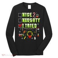 Nice Naughty I Tried Funny Christmas Checklist  Long Sleeve Shirt thumb 0