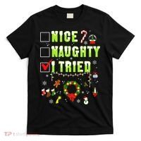 Nice Naughty I Tried Funny Christmas Checklist  T-Shirt thumb 0