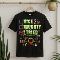 Nice Naughty I Tried Funny Christmas Checklist  T-Shirt thumb 2