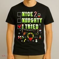 Nice Naughty I Tried Funny Christmas Checklist  T-Shirt thumb 3