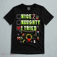 Nice Naughty I Tried Funny Christmas Checklist  T-Shirt thumb 5