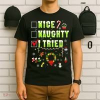 Nice Naughty I Tried Funny Christmas Checklist  T-Shirt thumb 6