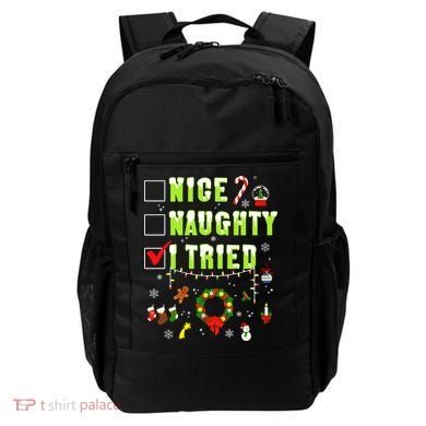 Nice Naughty I Tried Funny Christmas Checklist  Backpack