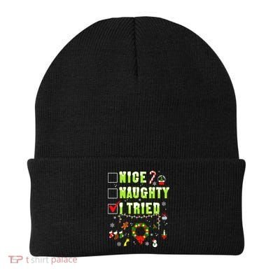 Nice Naughty I Tried Funny Christmas Checklist  Beanie
