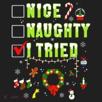 Nice Naughty I Tried Funny Christmas Checklist  Beanie thumb 2