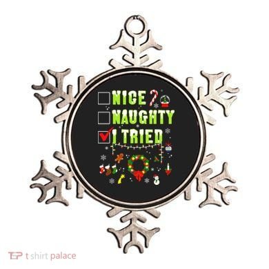 Nice Naughty I Tried Funny Christmas Checklist  Ornament