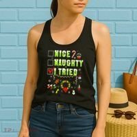 Nice Naughty I Tried Funny Christmas Checklist  Women's Tank Top thumb 2