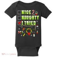 Nice Naughty I Tried Funny Christmas Checklist  Baby Bodysuit thumb 0
